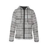 Brick Printed Pattern Print Design 05 Women's Padded Hooded Jacket