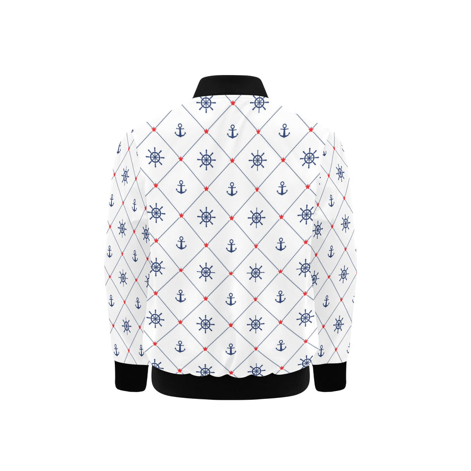 Anchor rudder nautical design pattern Kids' Boys' Girls' Bomber Jacket