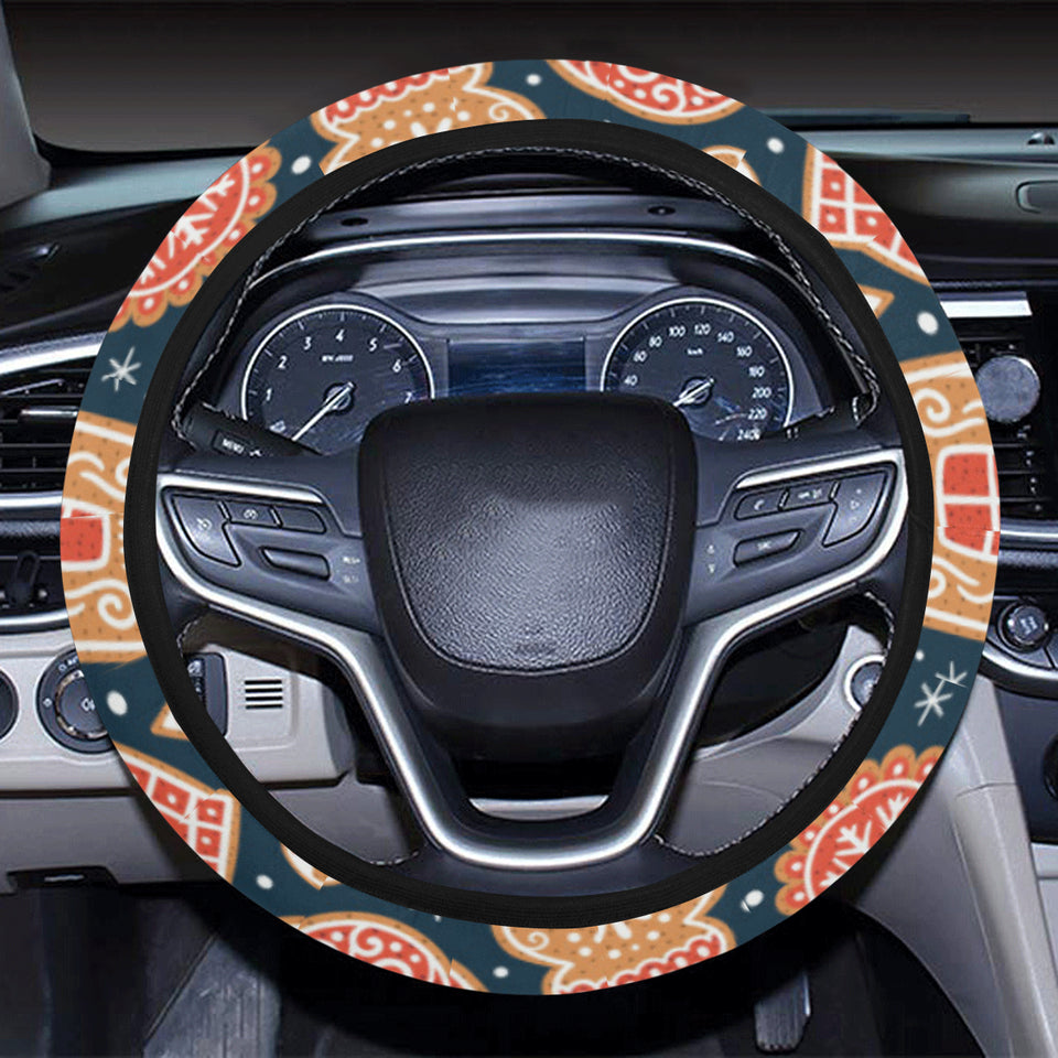 Christmas gingerbread cookie pattern Car Steering Wheel Cover