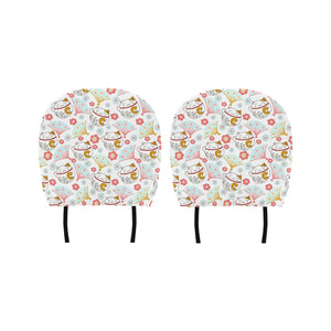 Maneki neko cat fan sakura Car Headrest Cover
