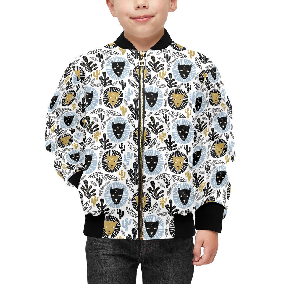 Lion Pattern Print Design 05 Kids' Boys' Girls' Bomber Jacket