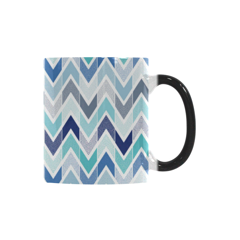 zigzag  chevron blue pattern Morphing Mug Heat Changing Mug