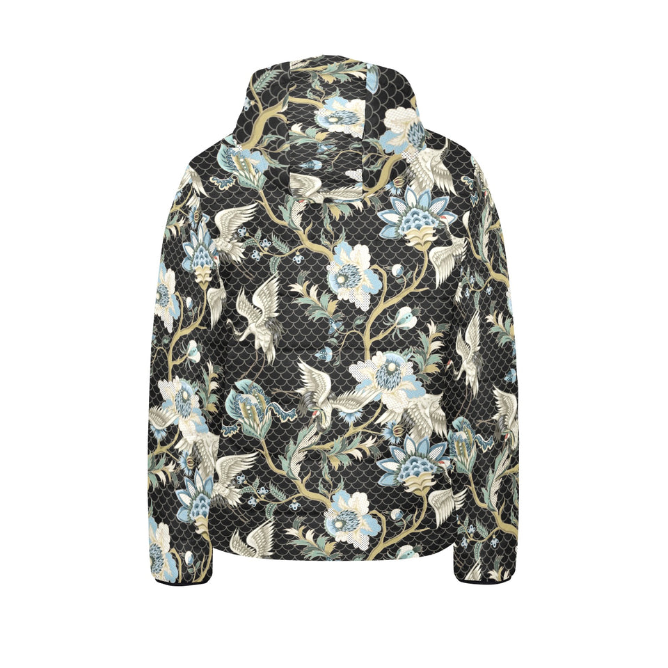 Japanese crane ornament elements Kids' Boys' Girls' Padded Hooded Jacket