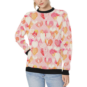 Hand drawn heart design pattern Women's Crew Neck Sweatshirt