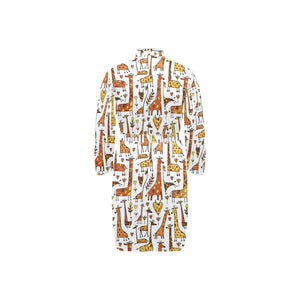 Giraffe Pattern Print Design 04 Men's Long Sleeve Belted Night Robe