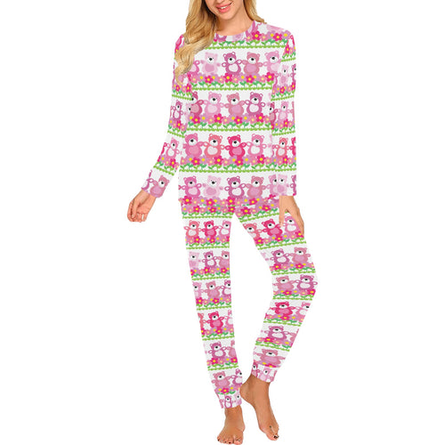 Teddy Bear Pattern Print Design 04 Women's All Over Print Pajama Set