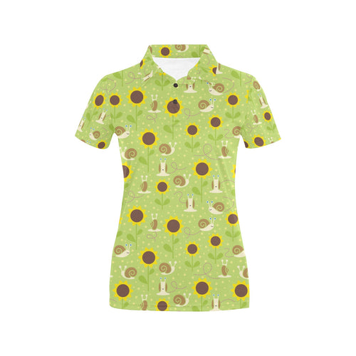 Snail Pattern Print Design 01 Women's All Over Print Polo Shirt