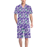 Eggplant Pattern Print Design 03 Men's V-Neck Short Pajama Set