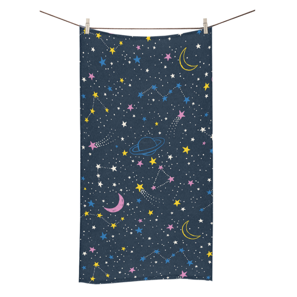 space pattern with planets, comets, constellations Bath Towel