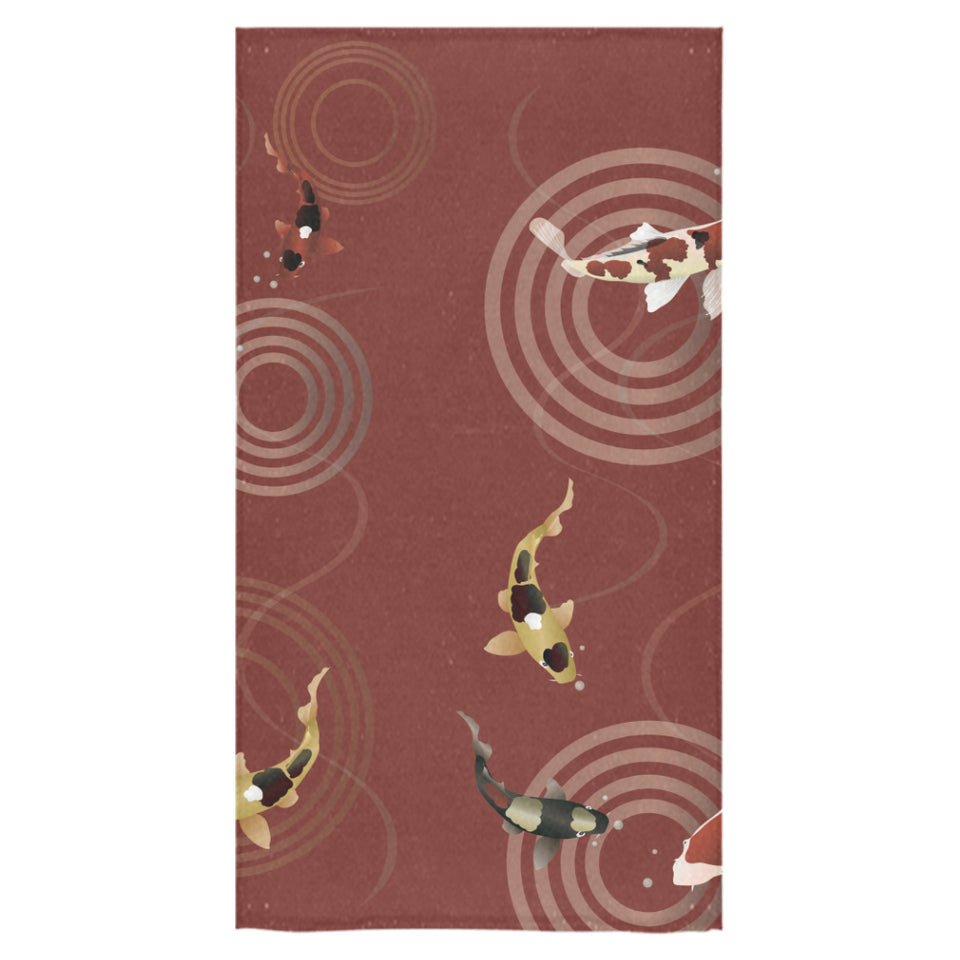 Koi Fish Carp Fish red background Bath Towel