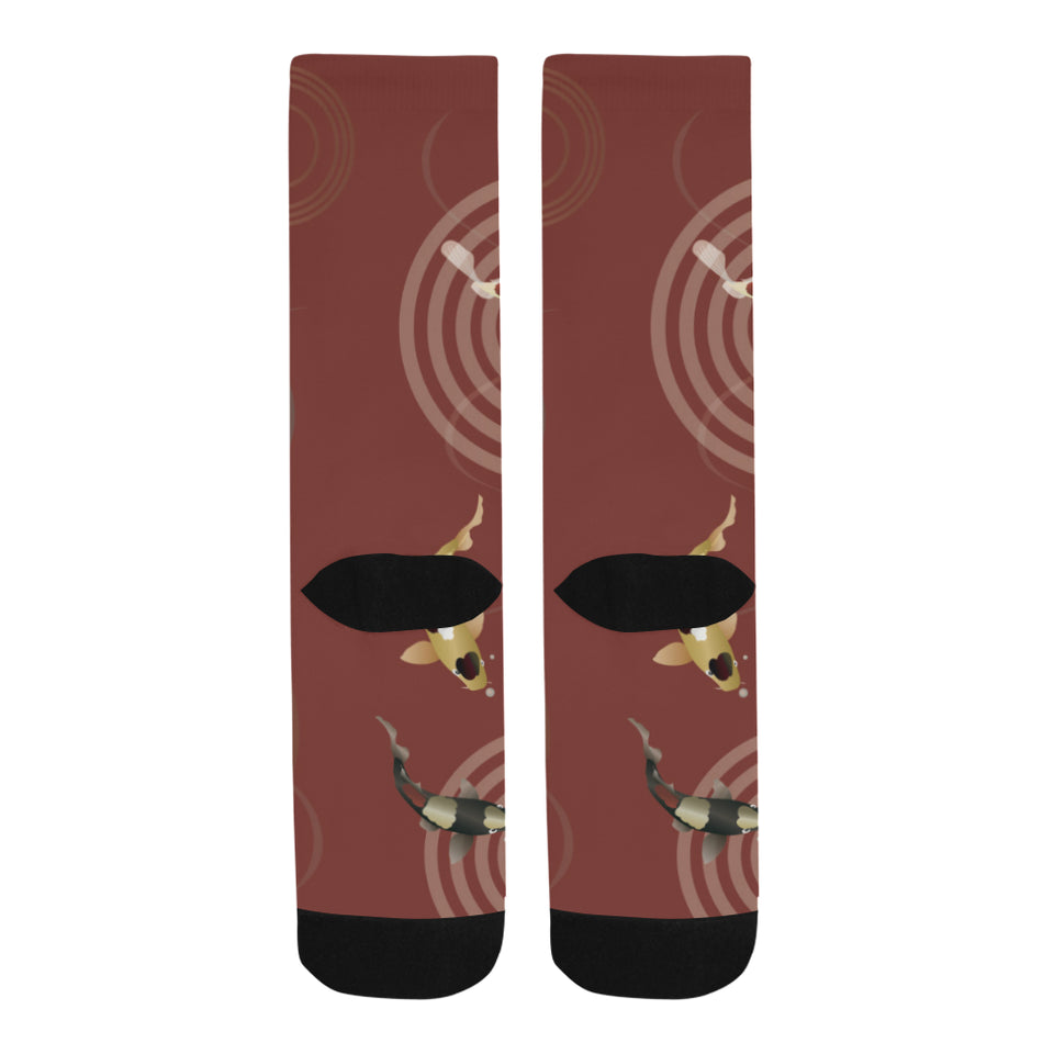 Fancy Carp red background Crew Socks