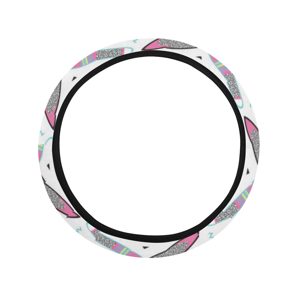 Surfboard Pattern Print Design 04 Car Steering Wheel Cover