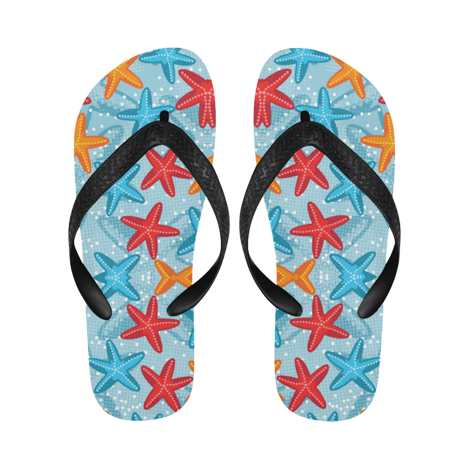 Blue red orange starfish pattern Unisex Flip Flops