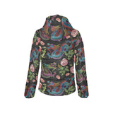 Dragons flower pattern Women's Padded Hooded Jacket