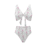 Cute poodle dog star pattern Chest Bowknot High Waisted Bikini Swimsuit