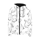 Garlic pattern black white Men's Padded Hooded Jacket
