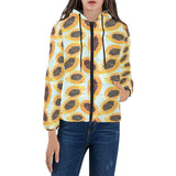Watercolor papaya pattern Women's Padded Hooded Jacket
