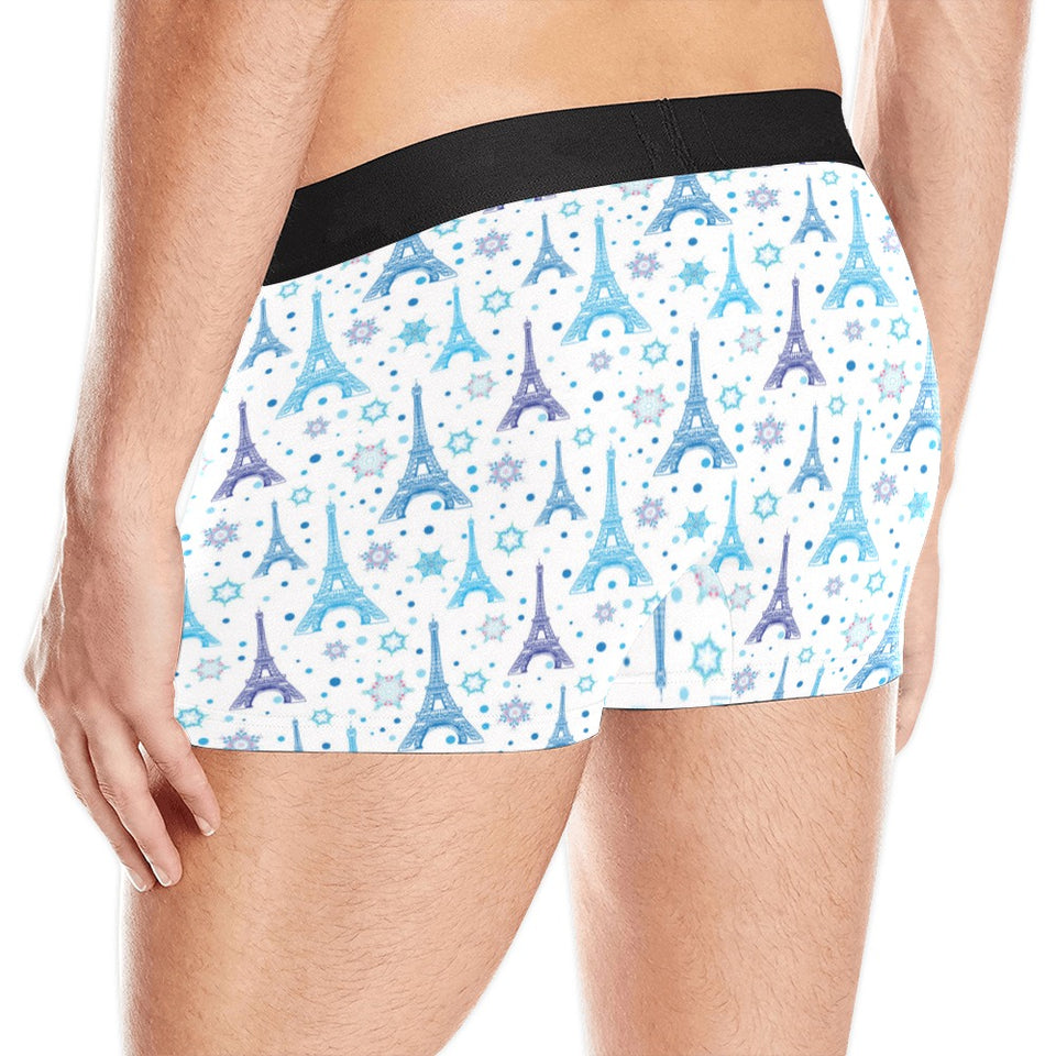 Blue Eiffel Tower Theme Pattern Print Design 01 Men's All Over Print Boxer Briefs Men's Underwear