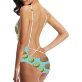 Kiwi blue background Women's One-Piece Swimsuit