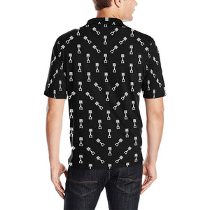 Engine Piston Black Theme Pattern Print Design 03 Men's All Over Print Polo Shirt
