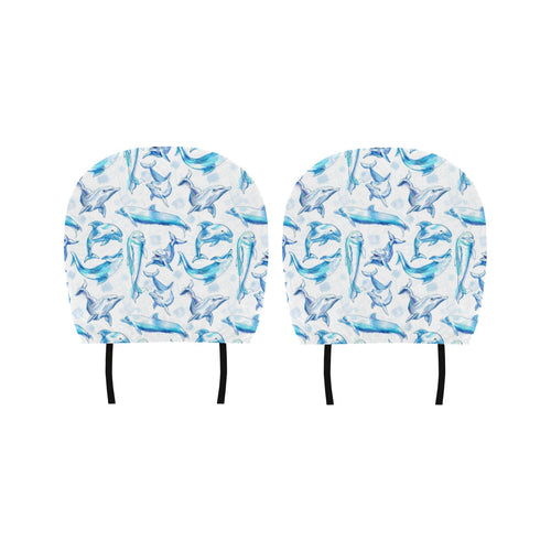 Watercolor dolphin pattern Car Headrest Cover