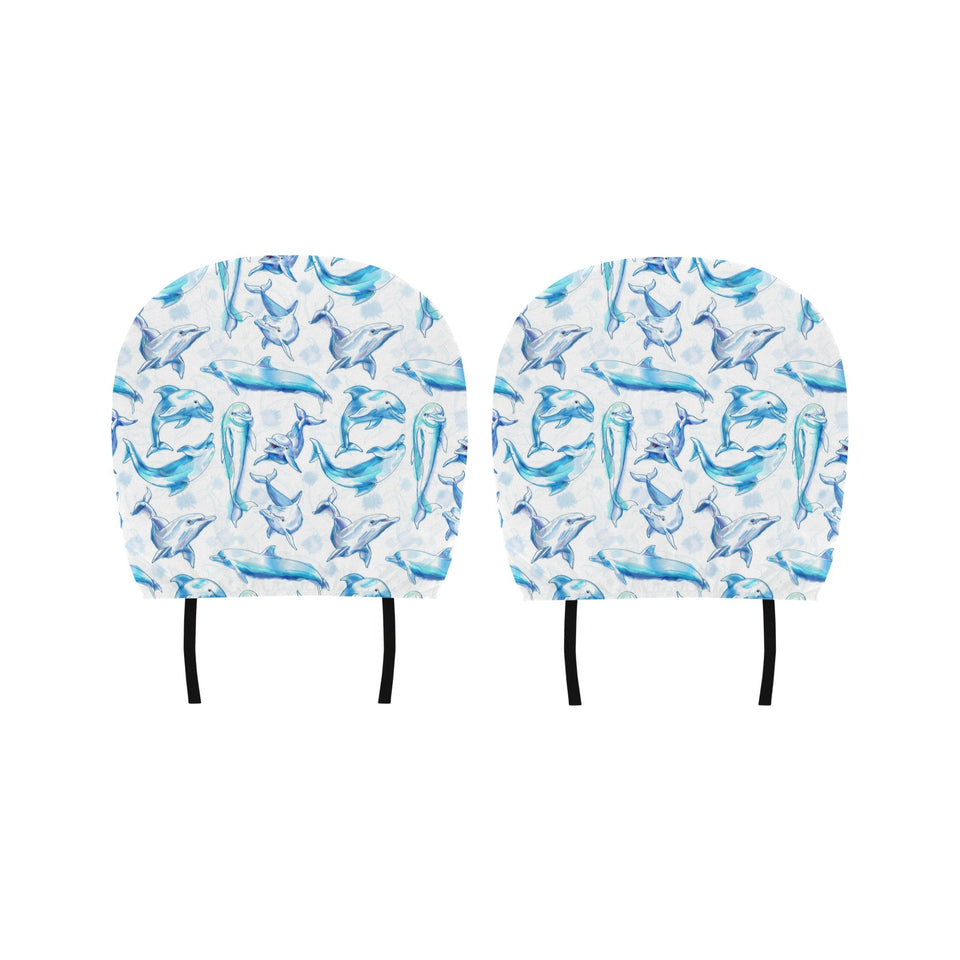 Watercolor dolphin pattern Car Headrest Cover