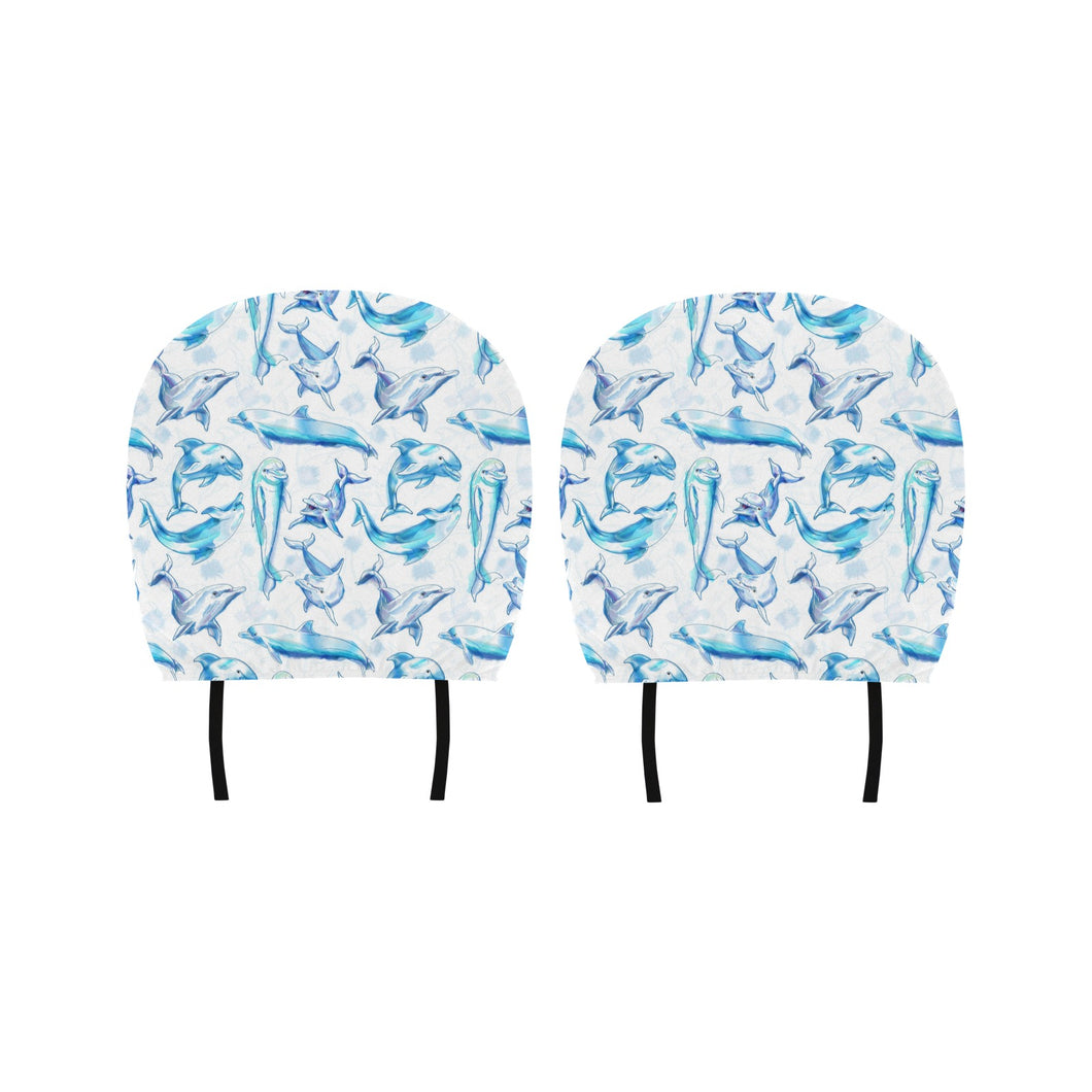 Watercolor dolphin pattern Car Headrest Cover
