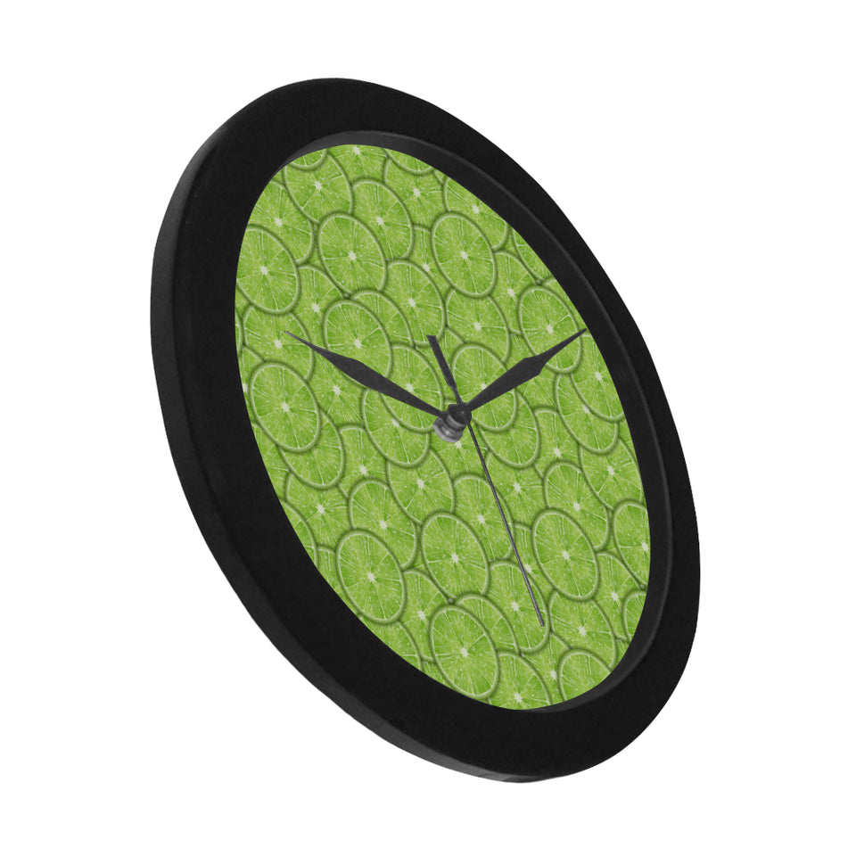 Slices of Lime pattern Elegant Black Wall Clock