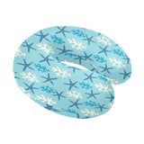 Blue starfish coral reef pattern U-Shaped Travel Neck Pillow