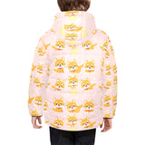 Cute shiba inu dog pattern Kids' Boys' Girls' Padded Hooded Jacket