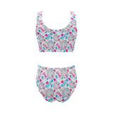 Darts Pattern Print Design 01 Chest Bowknot High Waisted Bikini Swimsuit