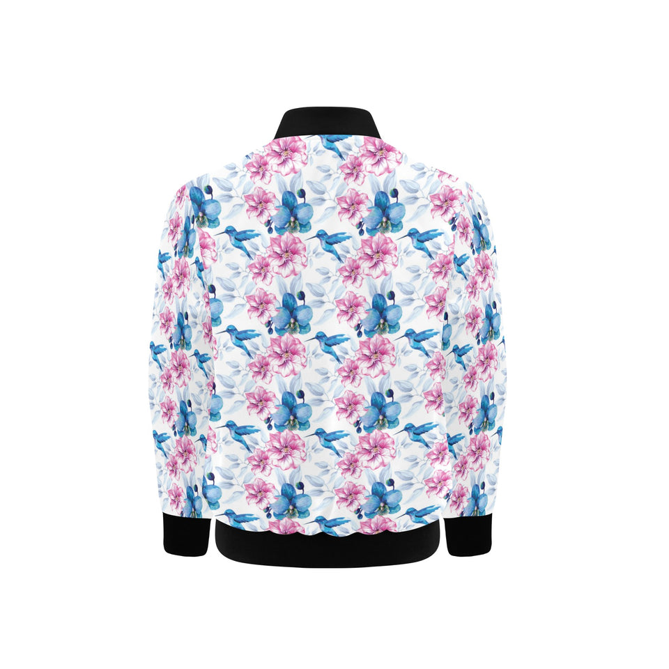 Hummingbird Pattern Print Design 02 Kids' Boys' Girls' Bomber Jacket