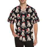 Christmas Pugs Santa_s red cap pattern Men's All Over Print Hawaiian Shirt