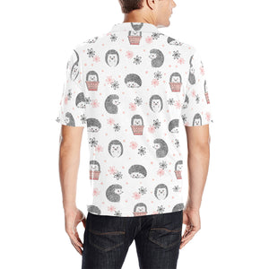 Hedgehog Pattern Print Design 02 Men's All Over Print Polo Shirt