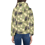 Eggplant Pattern Print Design 02 Women's Padded Hooded Jacket