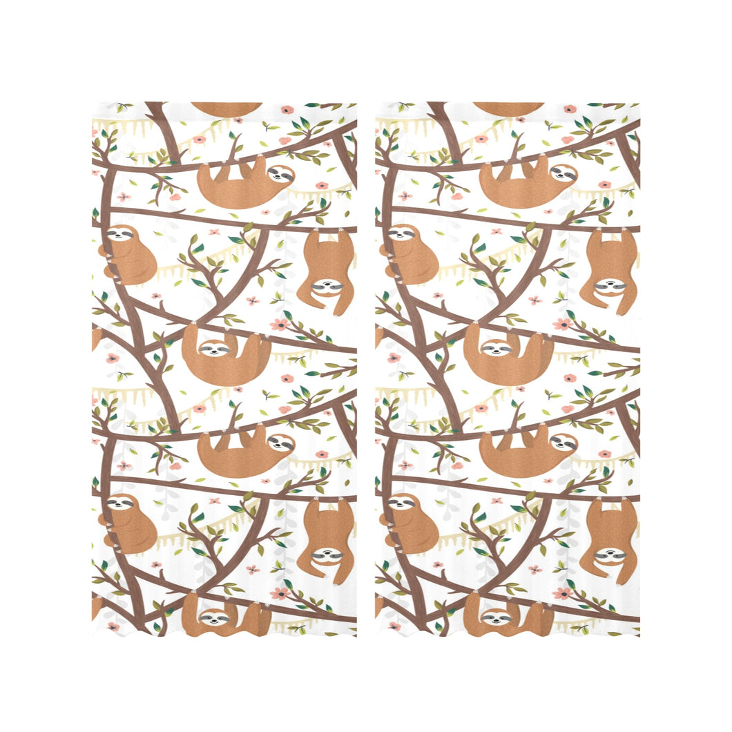Sloths hanging on the tree pattern Gauze Curtain