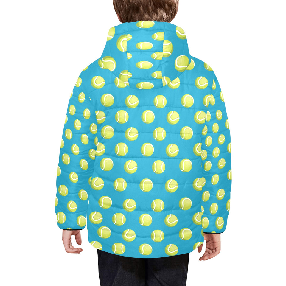 Tennis Pattern Print Design 05 Kids' Boys' Girls' Padded Hooded Jacket