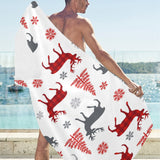 Deer tree snowflakes chrismas pattern Beach Towel