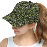 Cute sloths tropical palm leaves black background All Over Print Snapback Cap