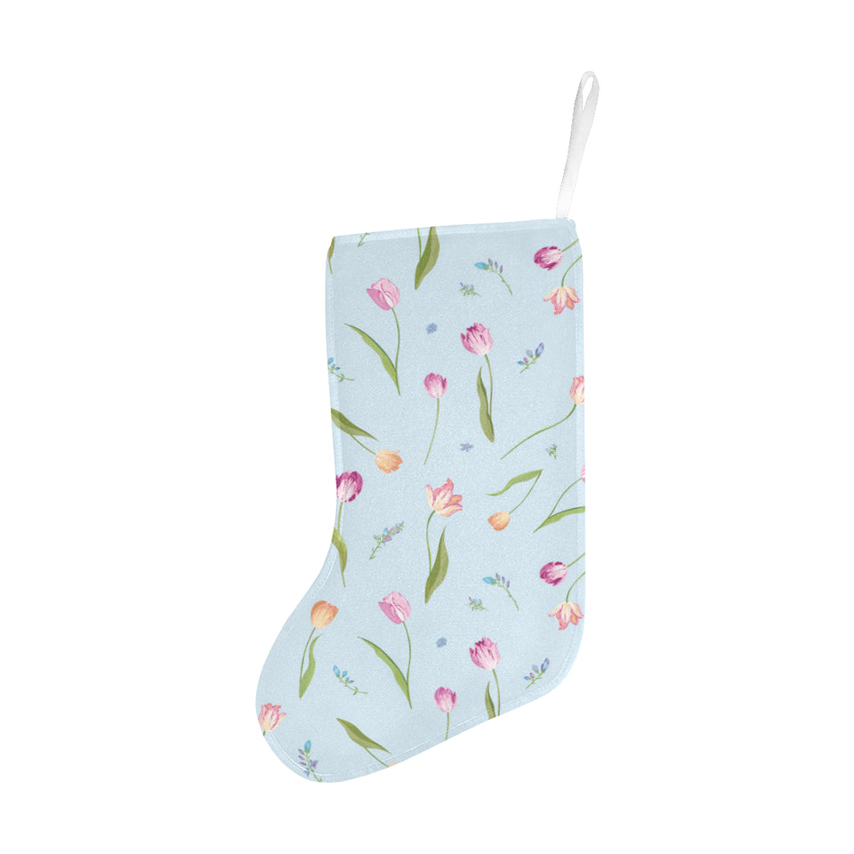 Watercolor Tulips pattern Christmas Stocking