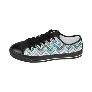 zigzag  chevron paint design pattern Kids' Boys' Girls' Low Top Canvas Shoes Black