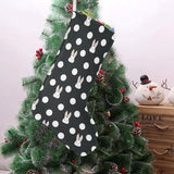 Cute white rabbit polka dots black background Christmas Stocking