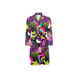 heart dot wave star creative design pattern Men's Long Sleeve Belted Night Robe