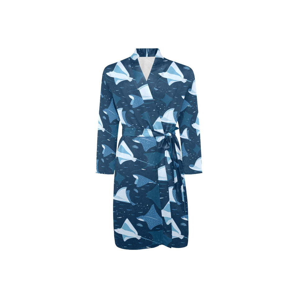 Stingray Pattern Print Design 04 Men's Long Sleeve Belted Night Robe
