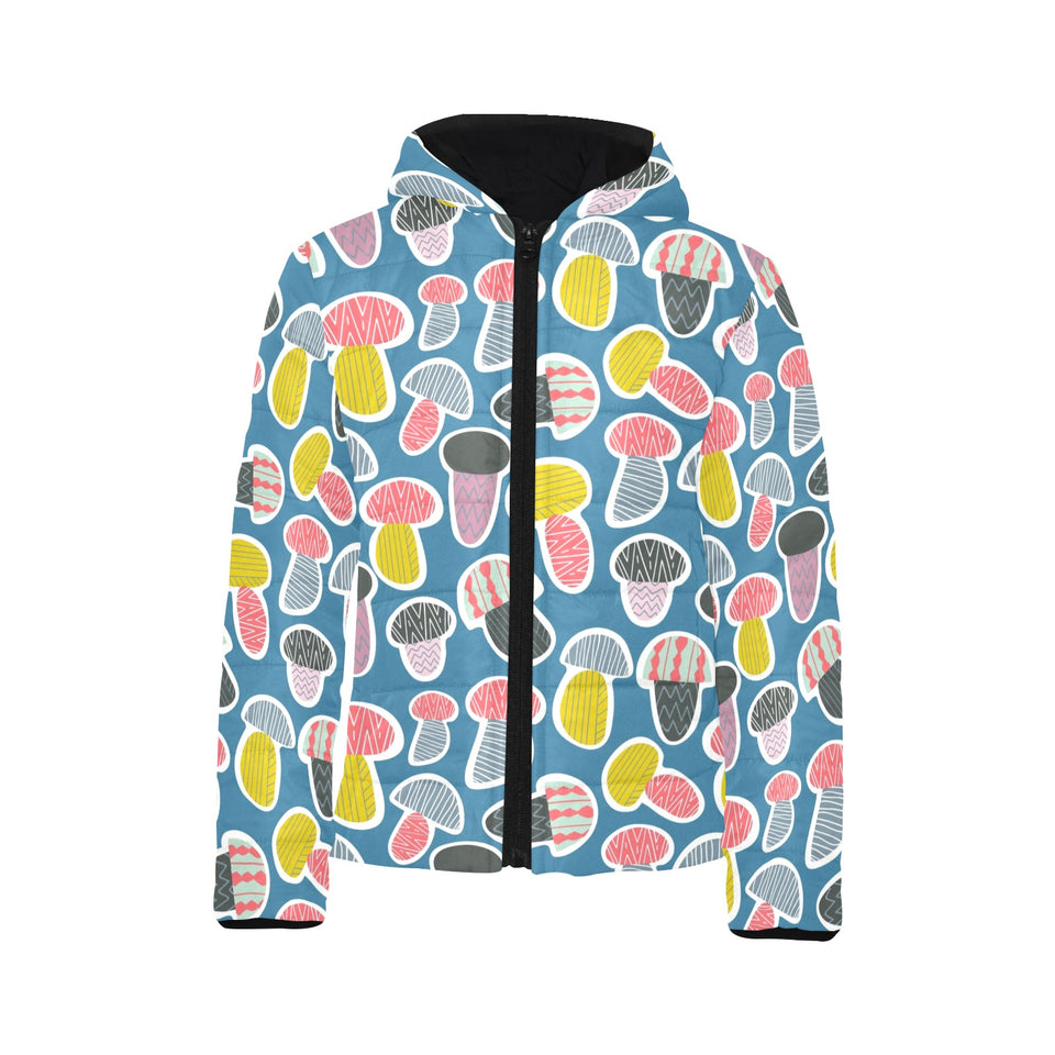 Colorful mushroom design pattern Kids' Boys' Girls' Padded Hooded Jacket