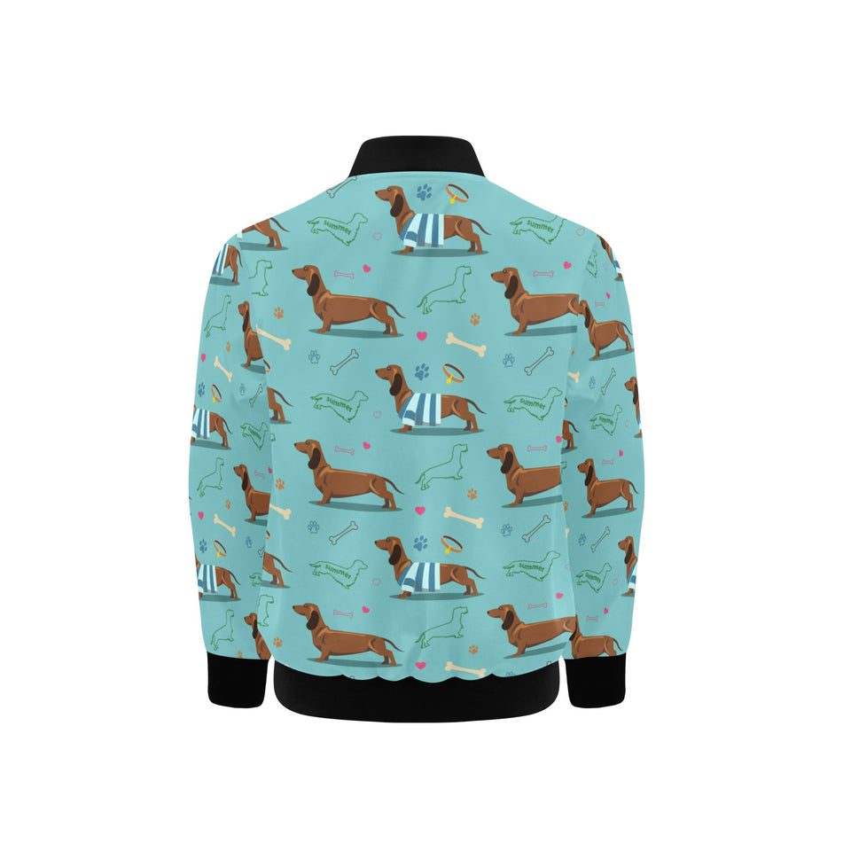 Dachshund decorative background Kids' Boys' Girls' Bomber Jacket