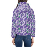 Eggplant Pattern Print Design 03 Women's Padded Hooded Jacket