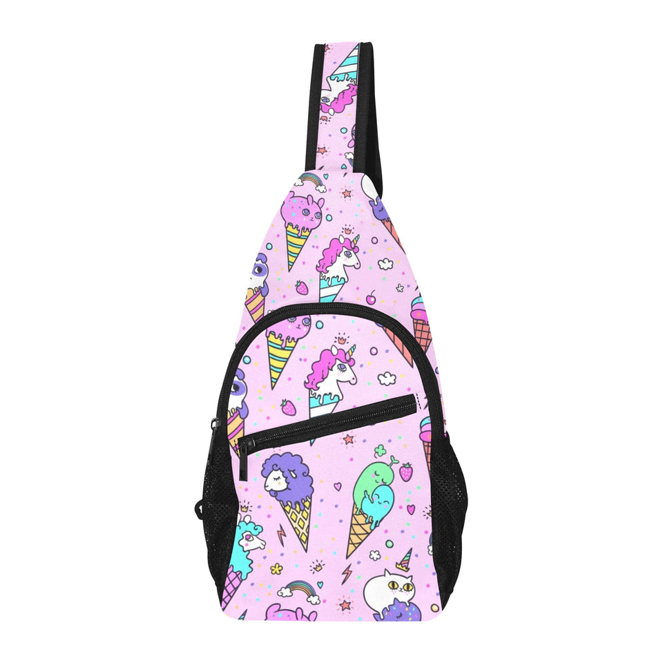 Cute ice cream cone animal pattern All Over Print Chest Bag