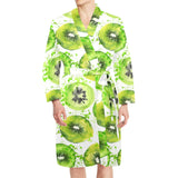 Watercolor kiwi pattern Men's Long Sleeve Belted Night Robe