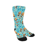 Cute sea otters fishe sea urchin pattern Crew Socks